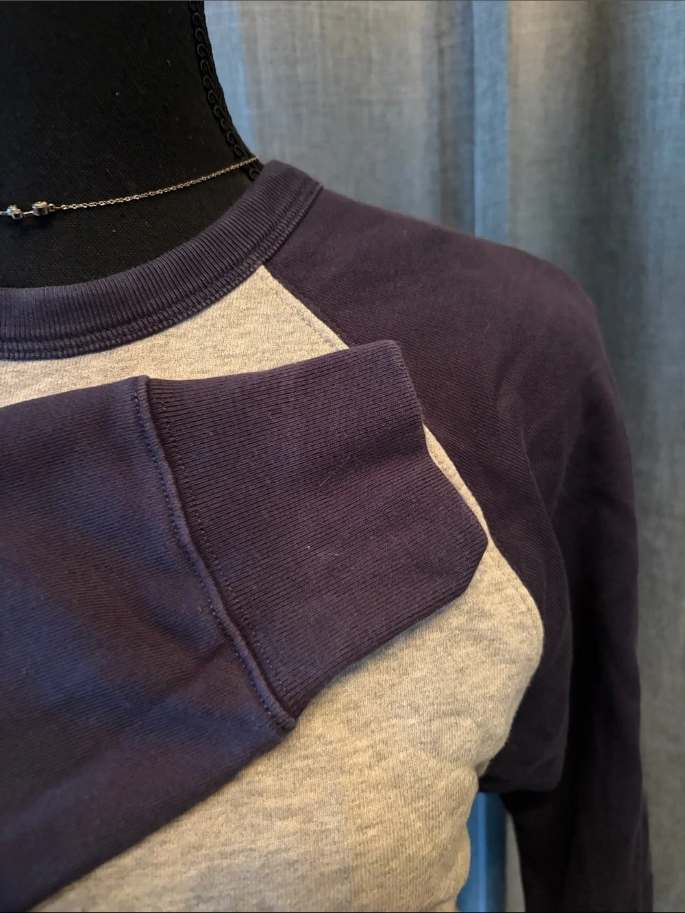 J. Crew Two-Tone Crewneck Sweatshirt — Gray & Navy